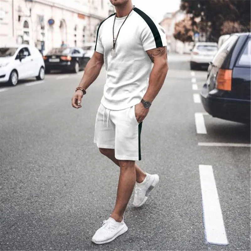 New Men's Short Sleeve Shorts Athletic Suit