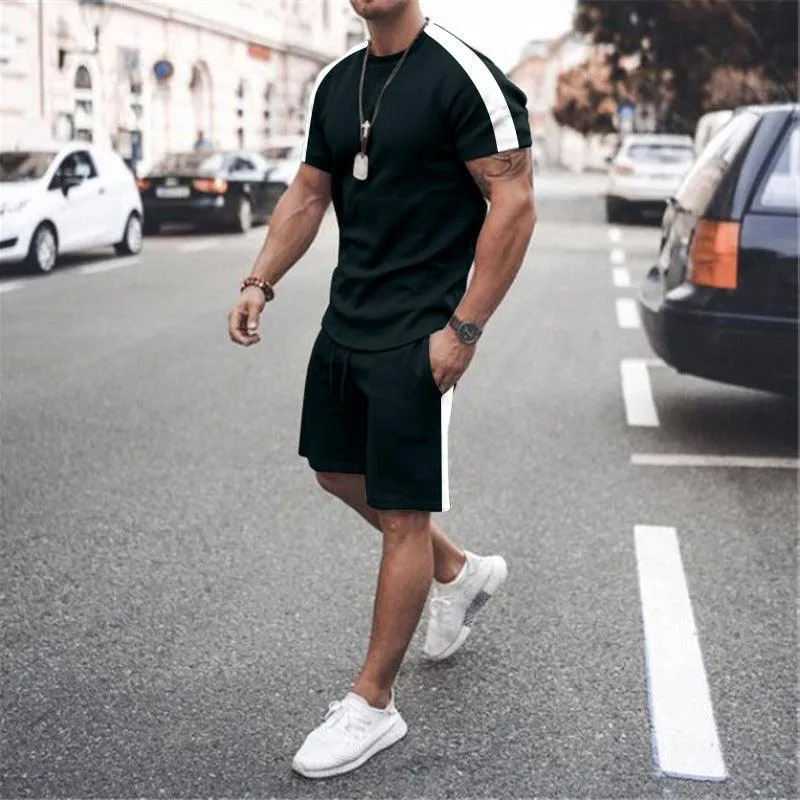 New Men's Short Sleeve Shorts Athletic Suit