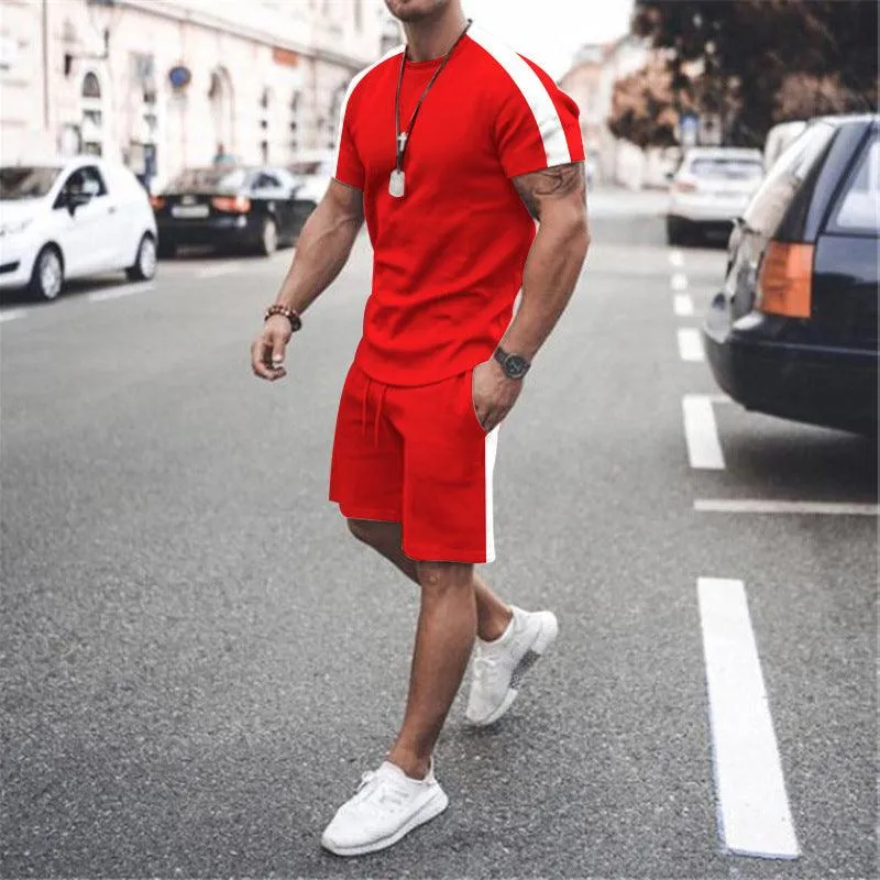 New Men's Short Sleeve Shorts Athletic Suit