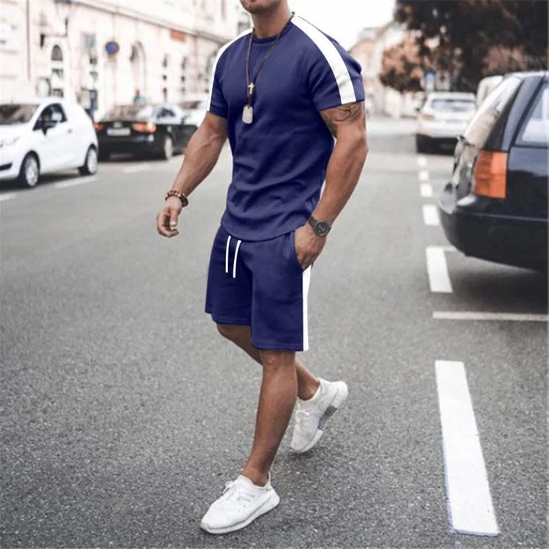 New Men's Short Sleeve Shorts Athletic Suit