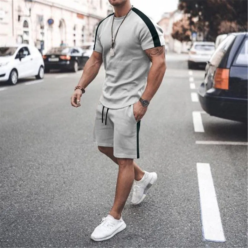 New Men's Short Sleeve Shorts Athletic Suit