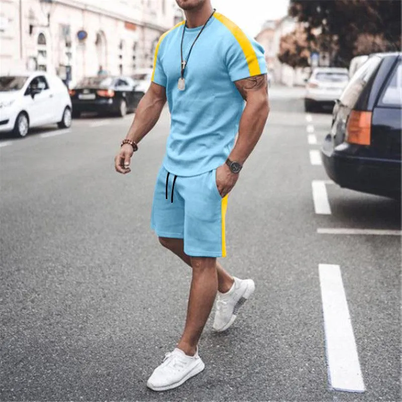 New Men's Short Sleeve Shorts Athletic Suit