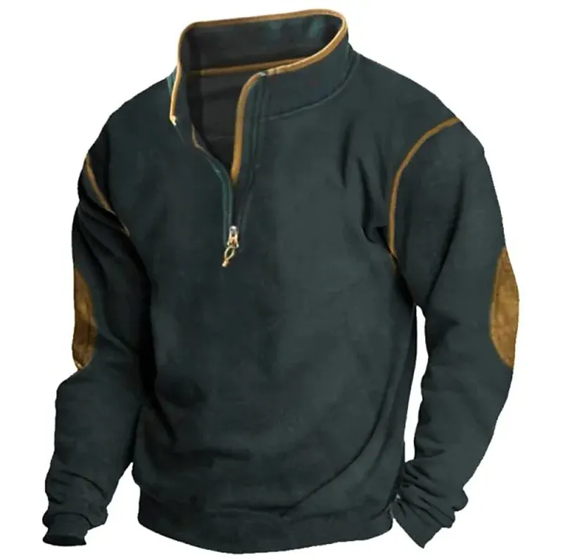 NEW STANDING COLLAR MEN'S STREET TREND ZIPPERED POLO HOODIE