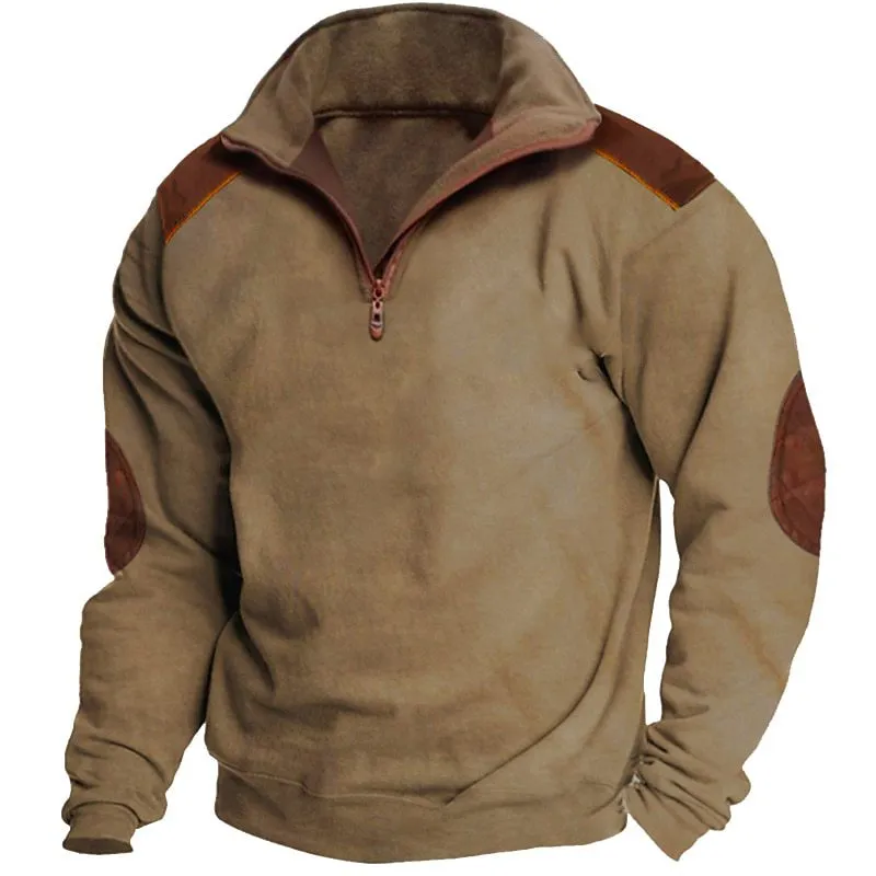 NEW STANDING COLLAR MEN'S STREET TREND ZIPPERED POLO HOODIE