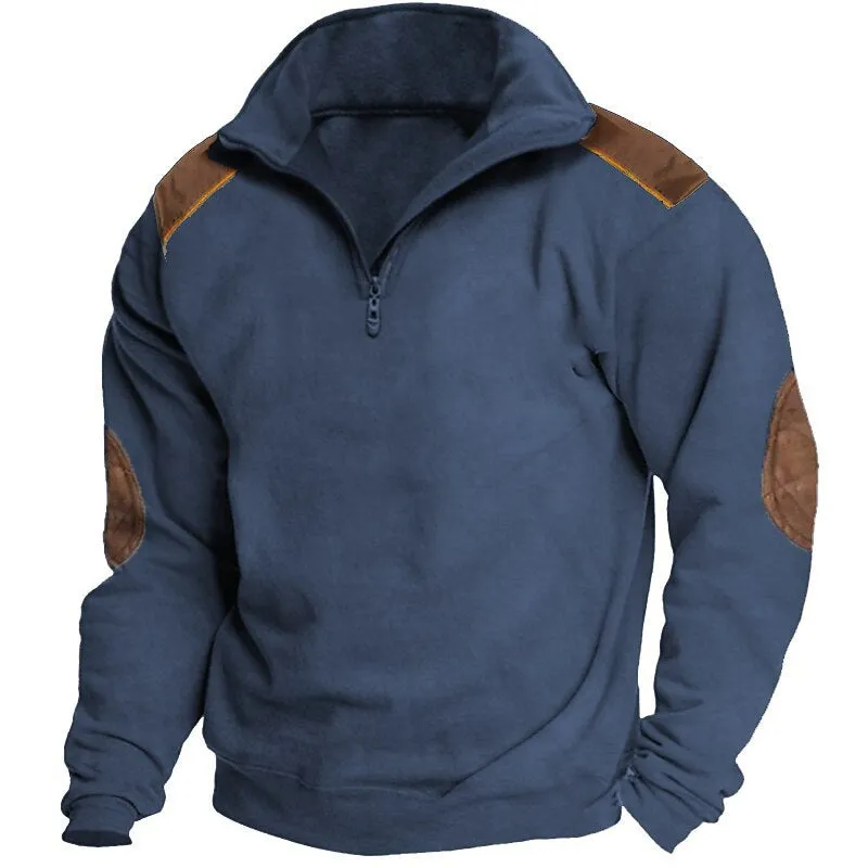 NEW STANDING COLLAR MEN'S STREET TREND ZIPPERED POLO HOODIE