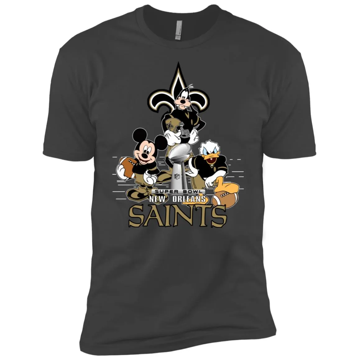 Nfl – New Orleans Saints Donald Duck Goofy Mickey Mouse Super Bowl 2019 Football Men Short Sleeve T-Shirt