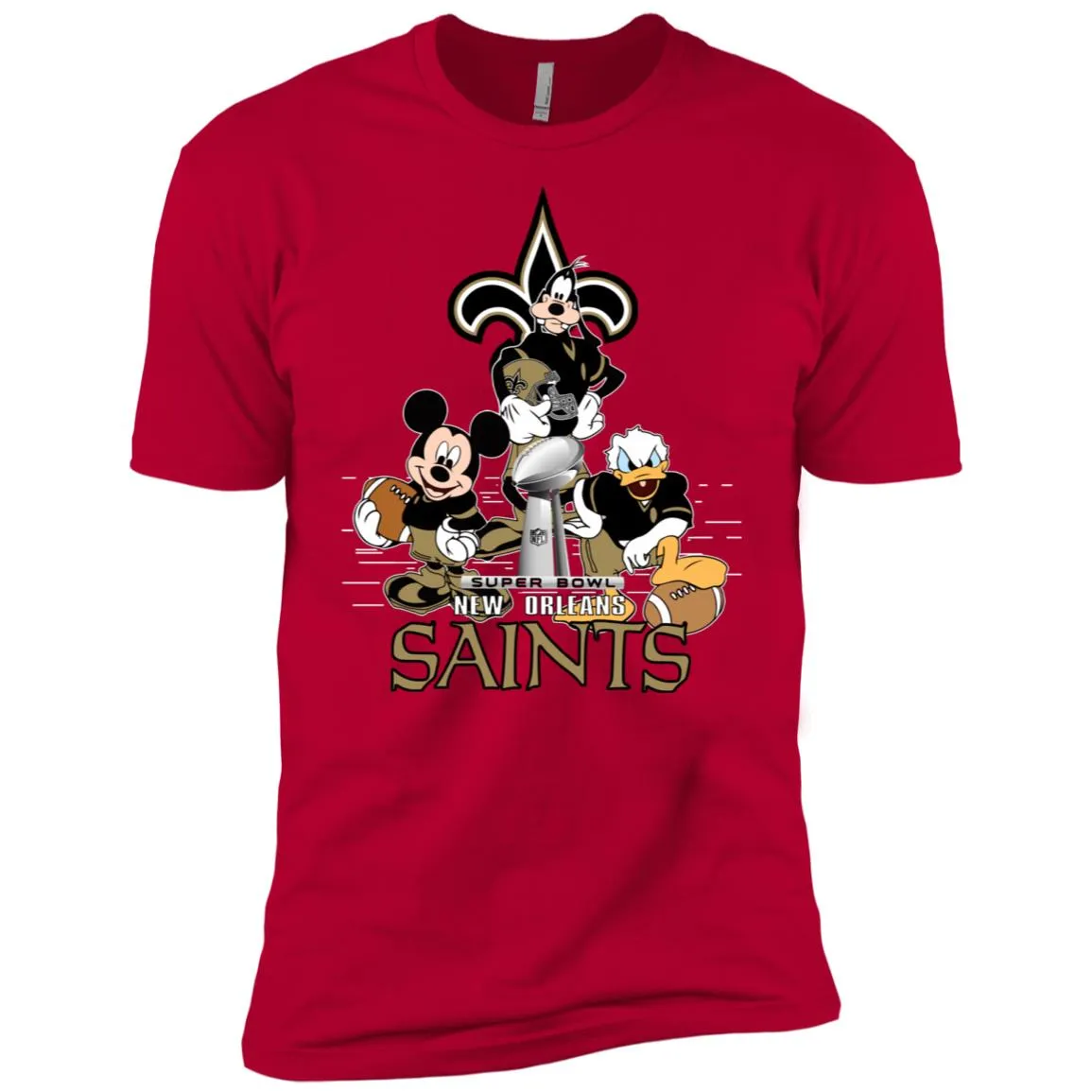 Nfl – New Orleans Saints Donald Duck Goofy Mickey Mouse Super Bowl 2019 Football Men Short Sleeve T-Shirt