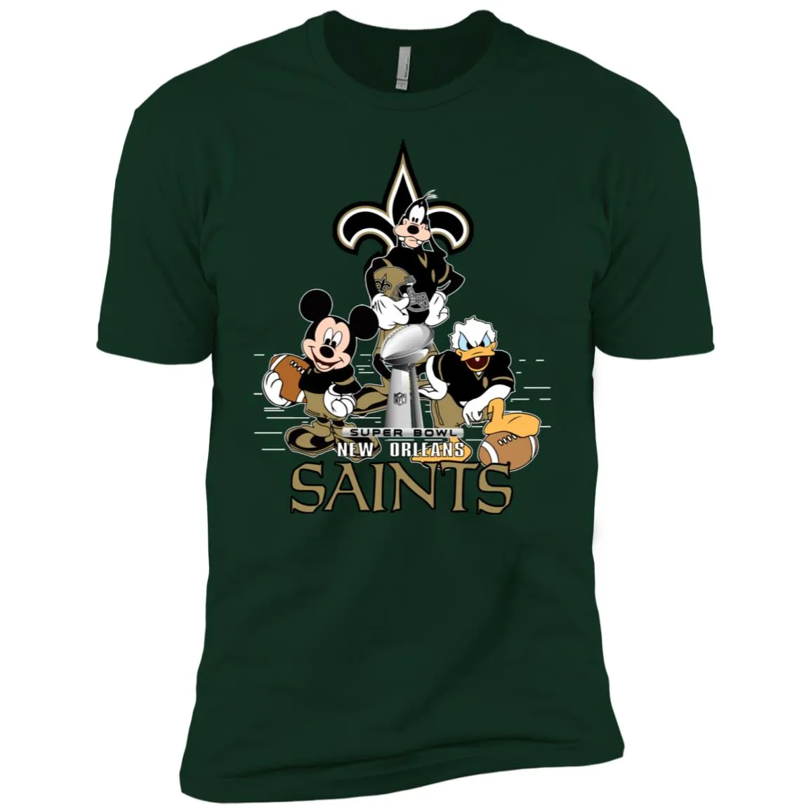 Nfl – New Orleans Saints Donald Duck Goofy Mickey Mouse Super Bowl 2019 Football Men Short Sleeve T-Shirt