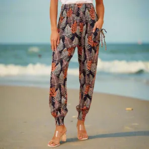 Printed Harem Pants - Multi Black