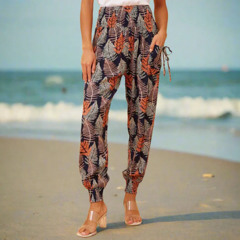 Printed Harem Pants - Multi Black