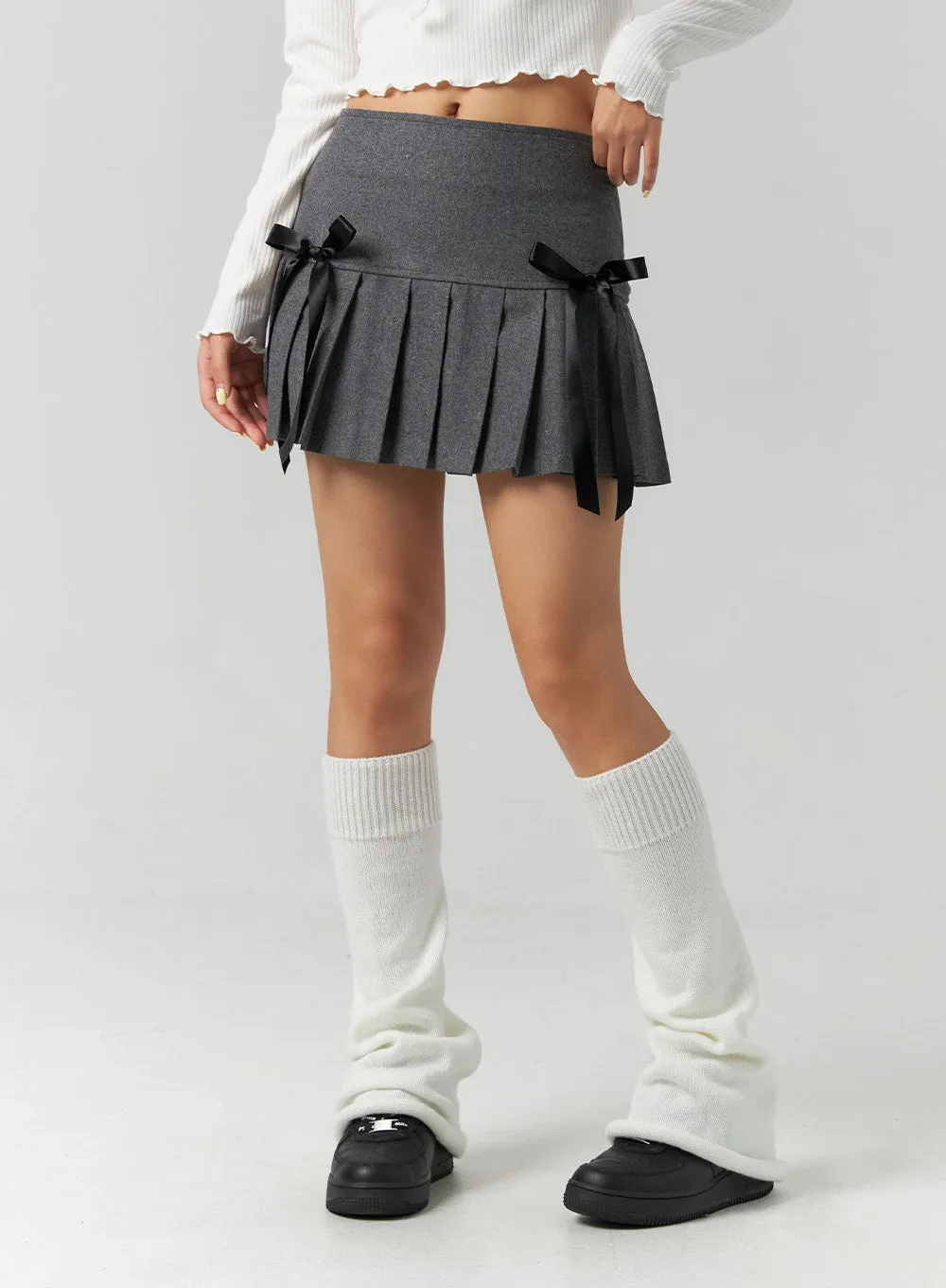 Ribbon Pleated Mini Skirt CS320