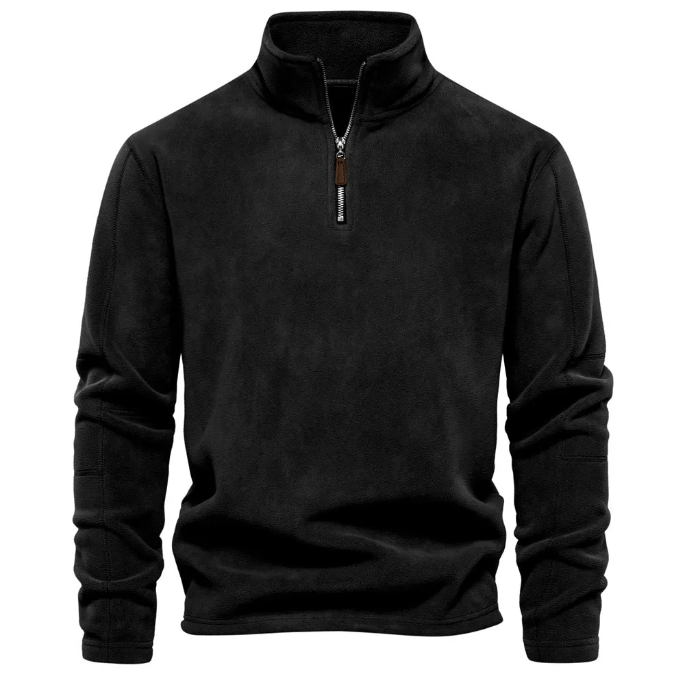 STAND UP COLLAR HALF ZIPPER LONG SLEEVED SWEATSHIRT