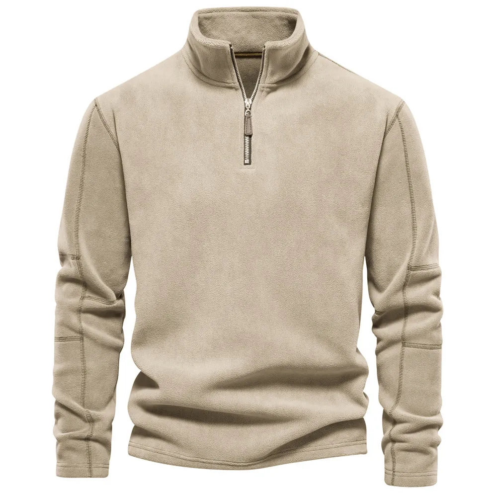 STAND UP COLLAR HALF ZIPPER LONG SLEEVED SWEATSHIRT