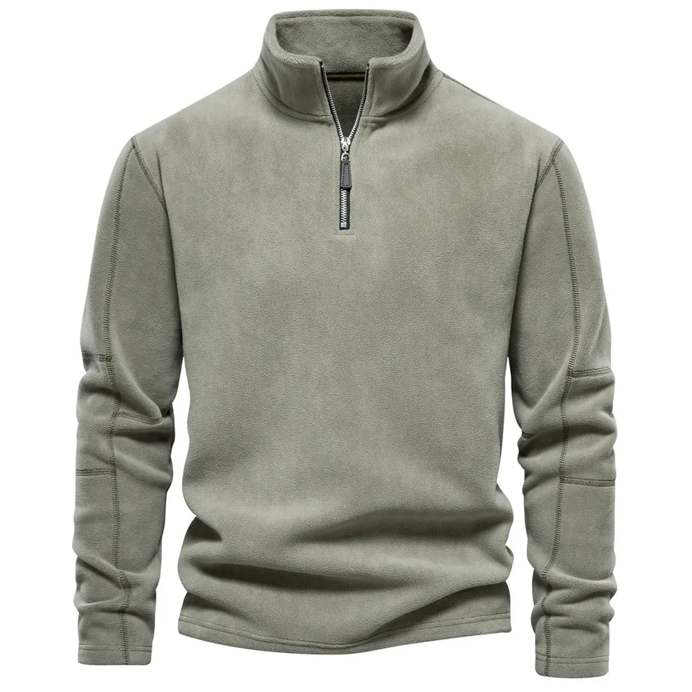 STAND UP COLLAR HALF ZIPPER LONG SLEEVED SWEATSHIRT