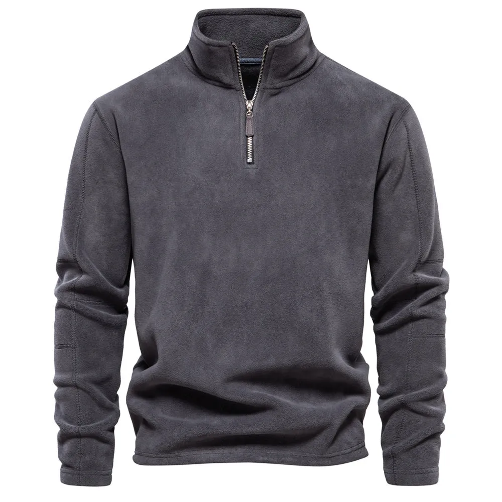 STAND UP COLLAR HALF ZIPPER LONG SLEEVED SWEATSHIRT