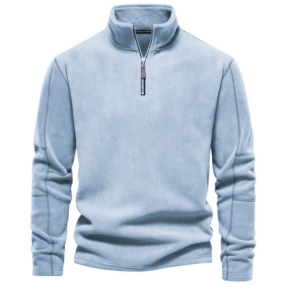 STAND UP COLLAR HALF ZIPPER LONG SLEEVED SWEATSHIRT