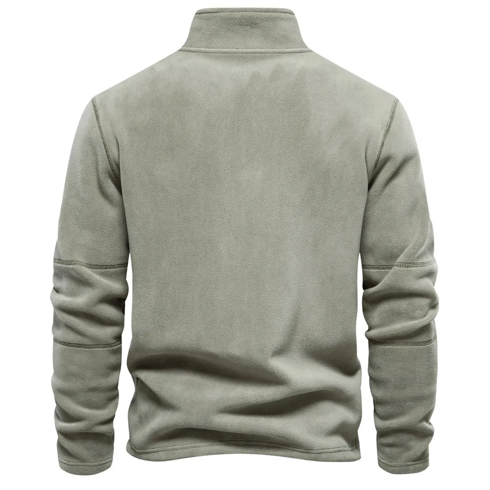 STAND UP COLLAR HALF ZIPPER LONG SLEEVED SWEATSHIRT