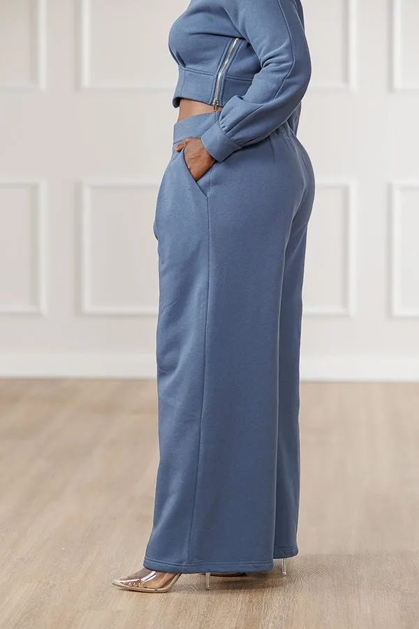 Stylish Pleated Top & Wide Leg Pants Set