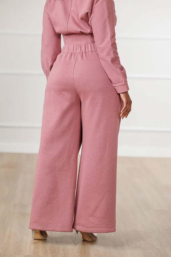 Stylish Pleated Top & Wide Leg Pants Set