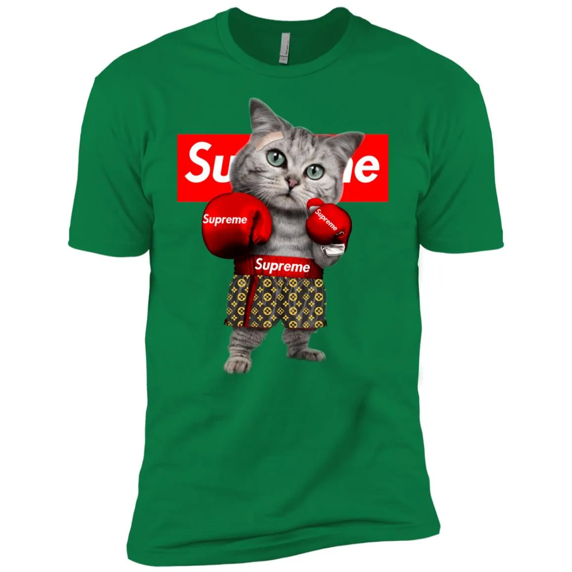 Supreme Boxing Cat Best Funny T-shirt Men Short Sleeve T-Shirt