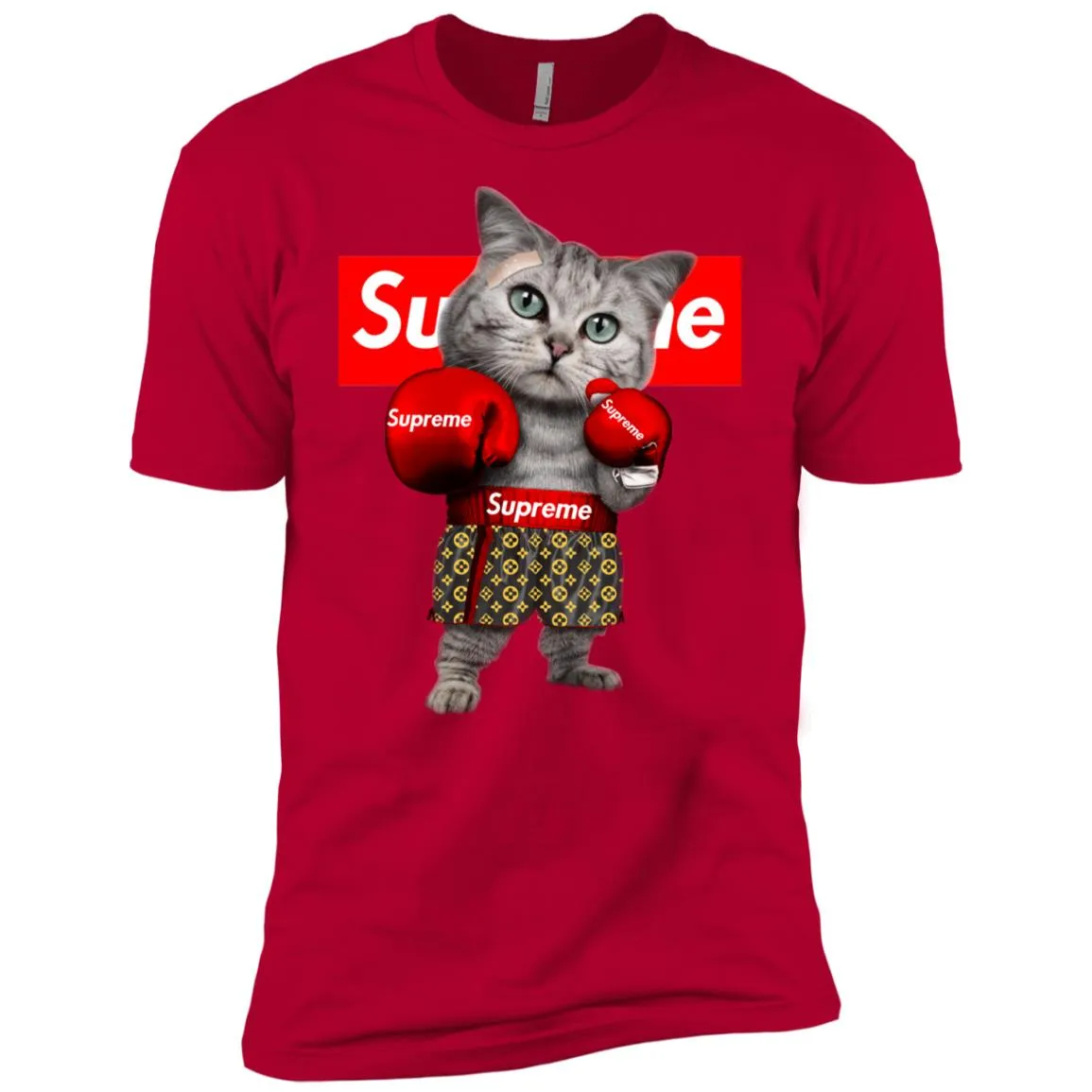 Supreme Boxing Cat Best Funny T-shirt Men Short Sleeve T-Shirt