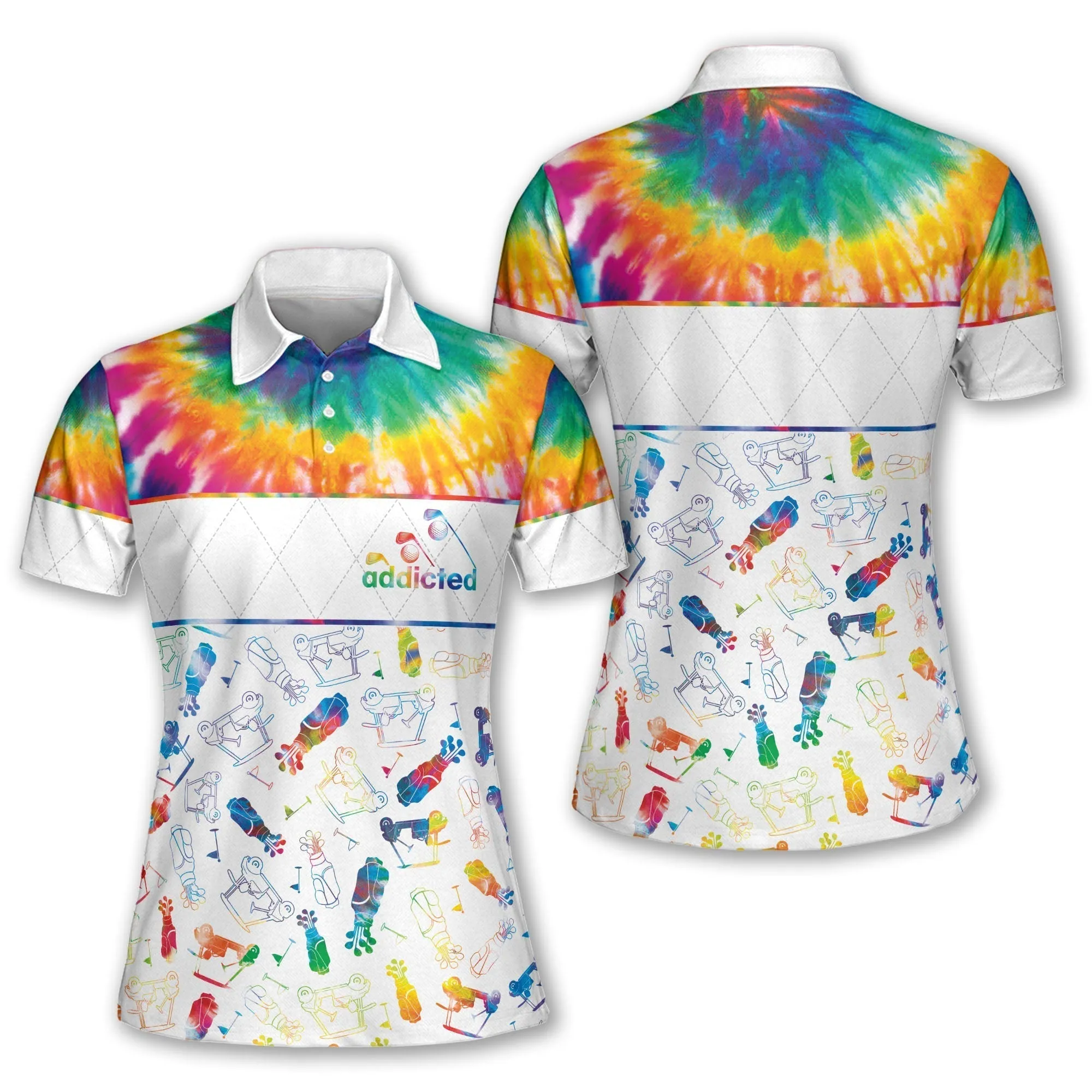 Tie-dye Addicted Pattern Golf Sleeveless Polo Shirt Short Sleeve Polo Shirt For Women