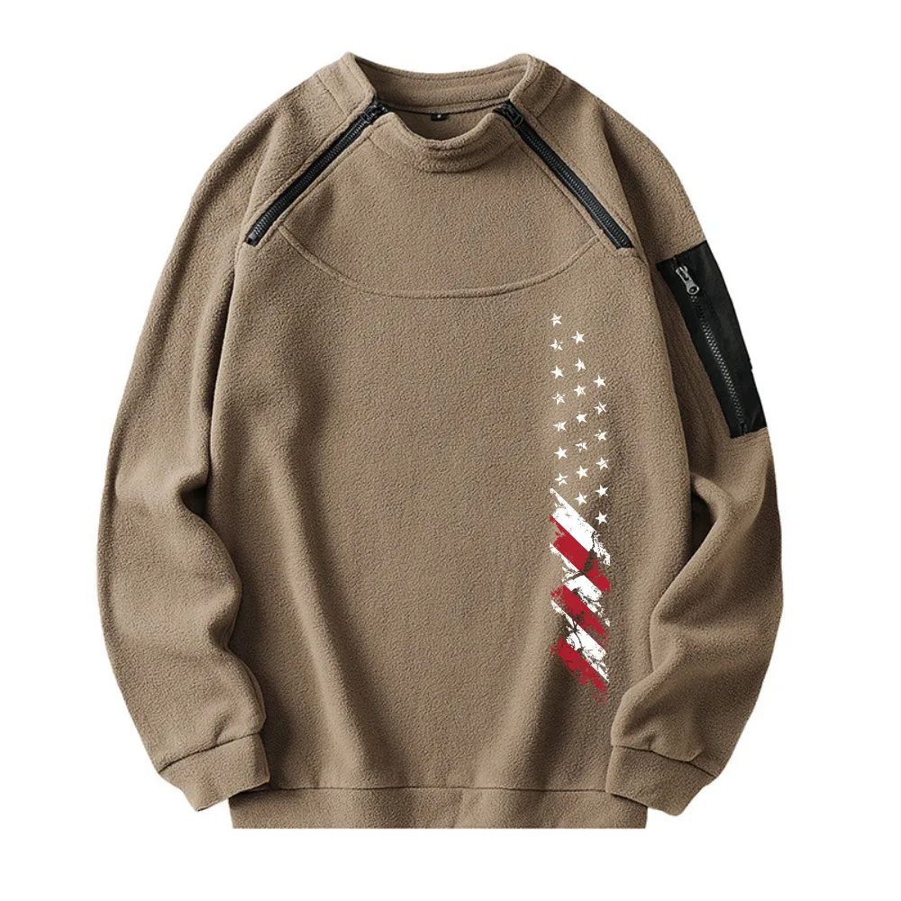 USA FLAG STAND UP COLLAR TACTICAL MEN'S HOODIE