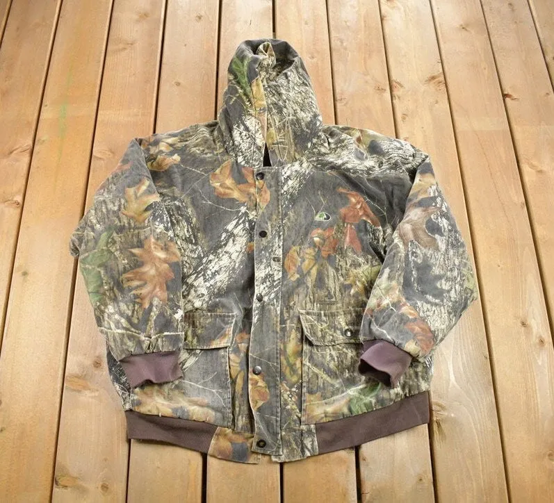 Vintage 1990s Russell Athletic Forest Camo Winter Jacket