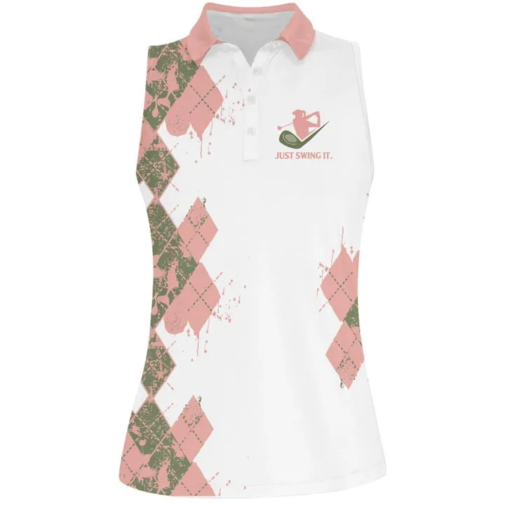 Weekend Forecast Flamingo Women Short Sleeve Polo Shirt Sleeveless Polo Shirt, Golf Team Uniform