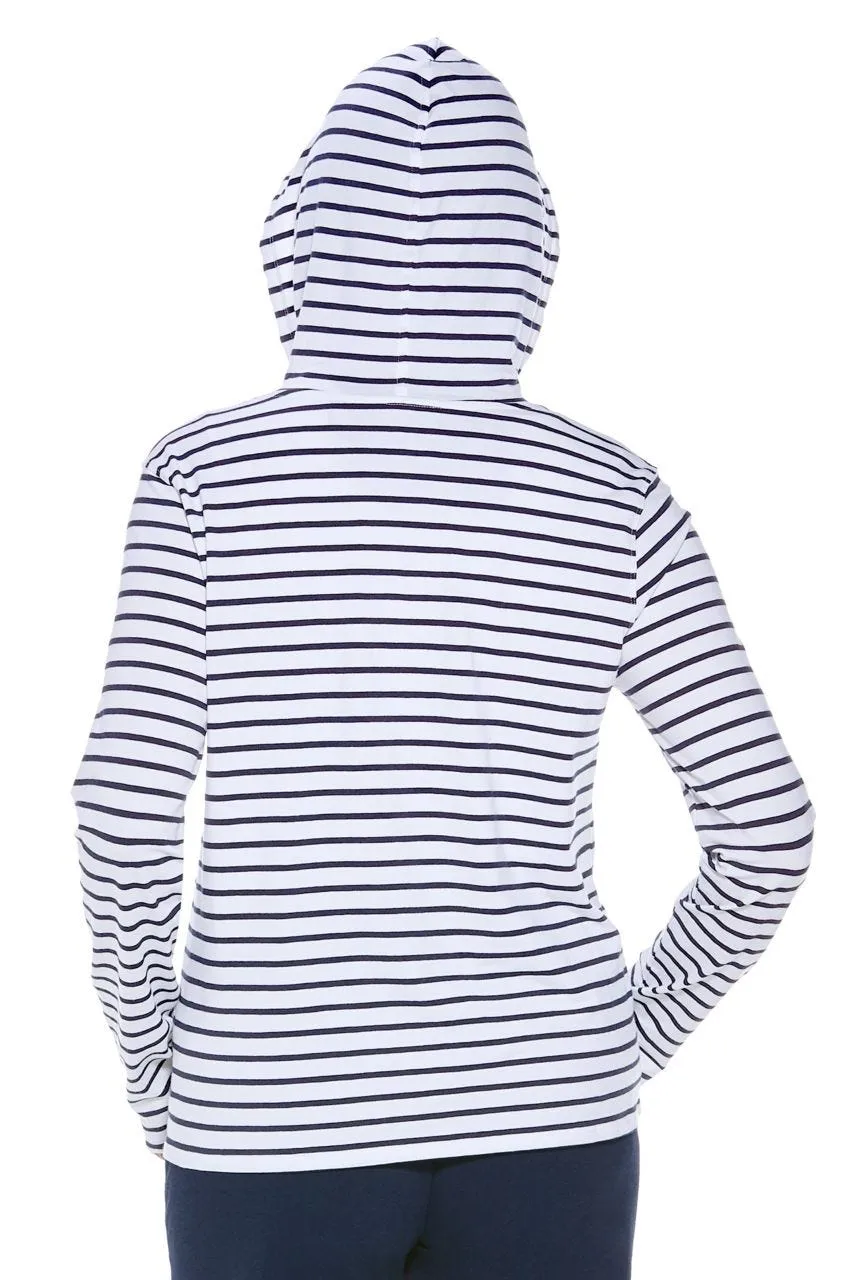 Women's Seaside Hoodie  |  White/Navy Stripe