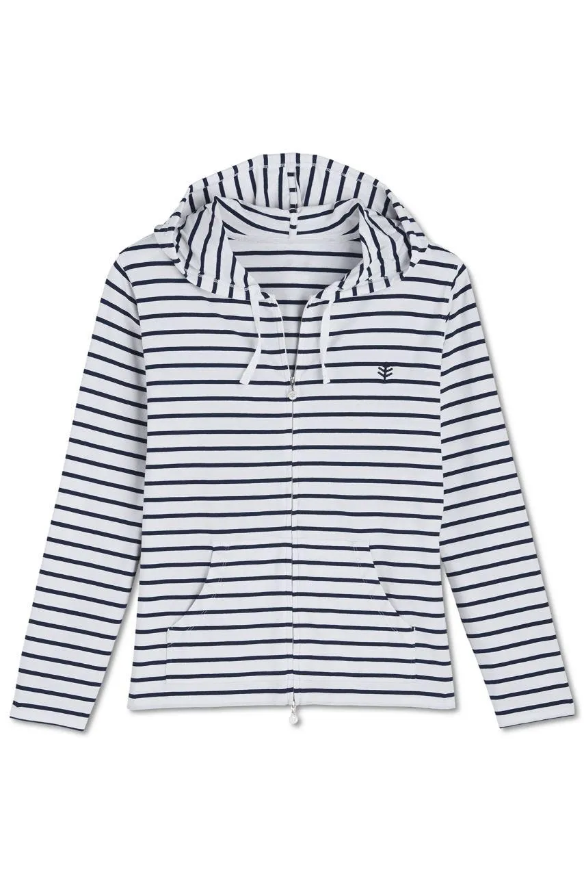 Women's Seaside Hoodie  |  White/Navy Stripe