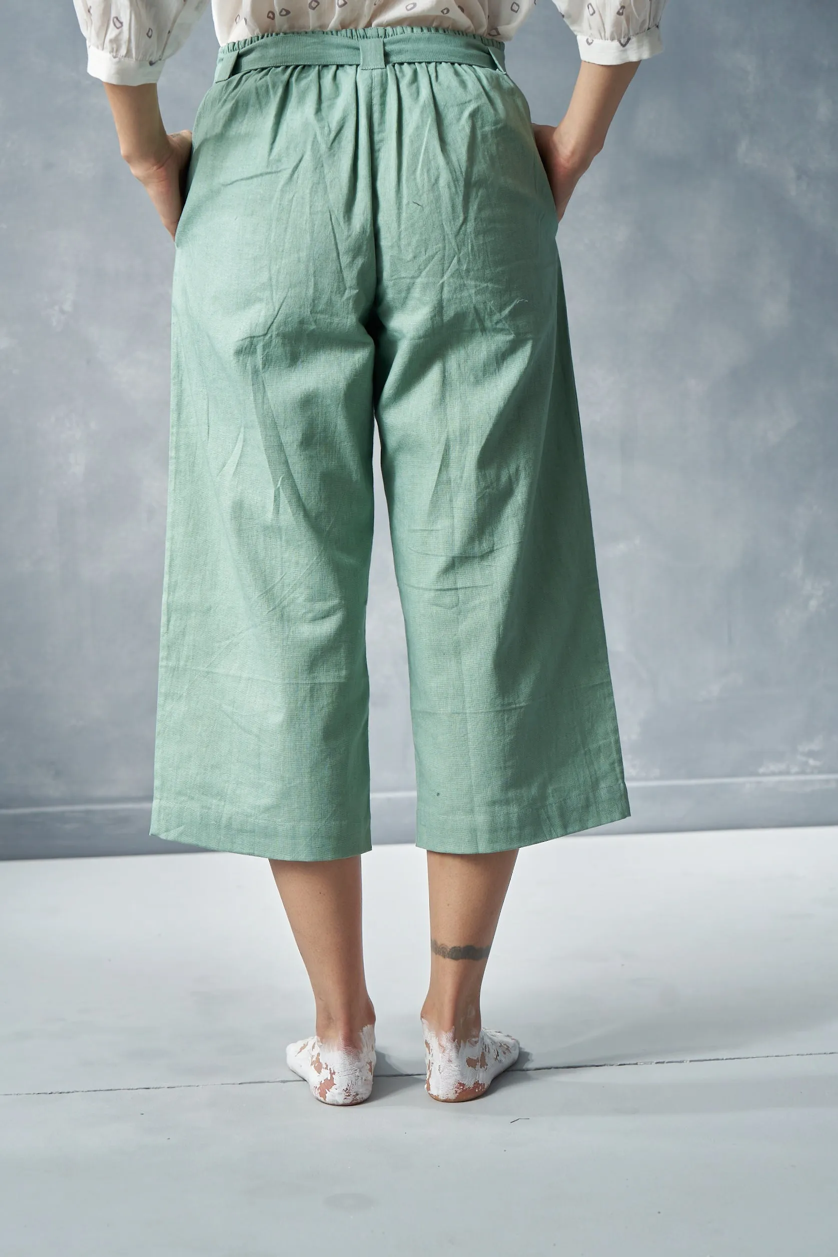 Zena paper-bag hemp pants